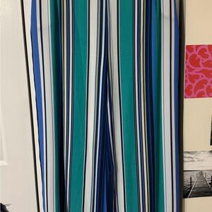 Striped Blue and Green Palazzo Pants